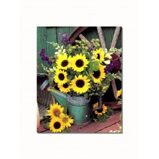 Sunflowers in Watering Can #2 Rustic Shed Wooden Wheel Wall Picture 8x10 Art Print   